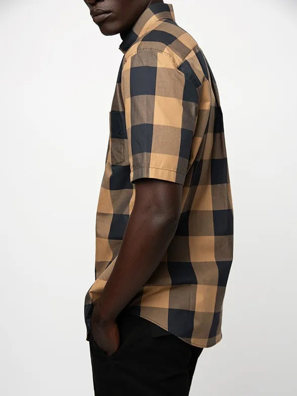 Polo Mens  Large Check Shirt In Camel