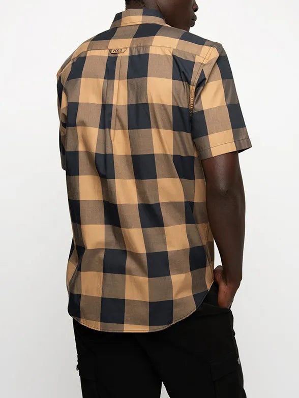 Polo Mens  Large Check Shirt In Camel
