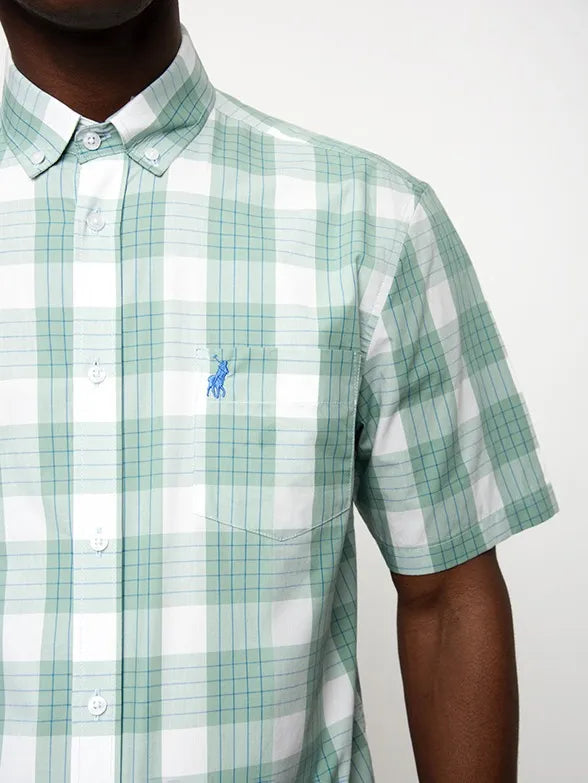 Polo Mens Check Shirt In Green