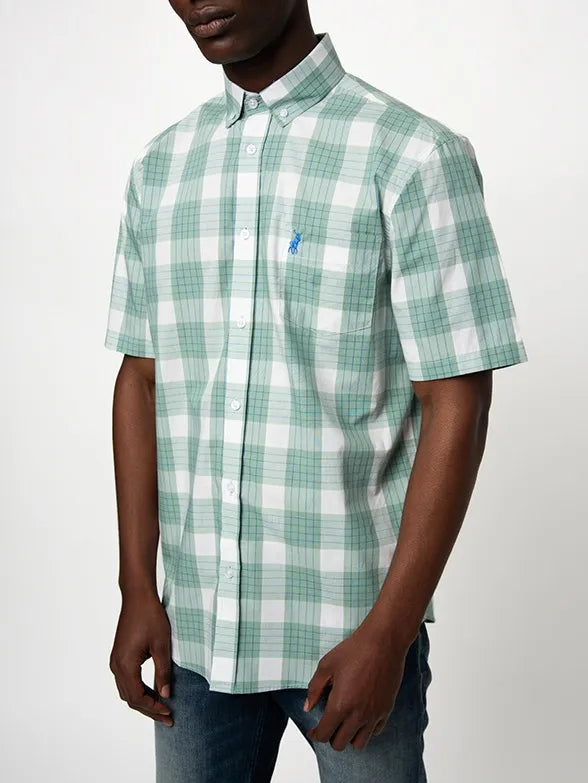 Polo Mens Check Shirt In Green