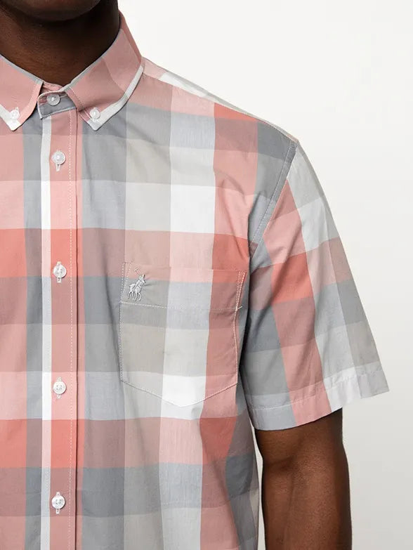 Polo Mens Check Shirt In Pink
