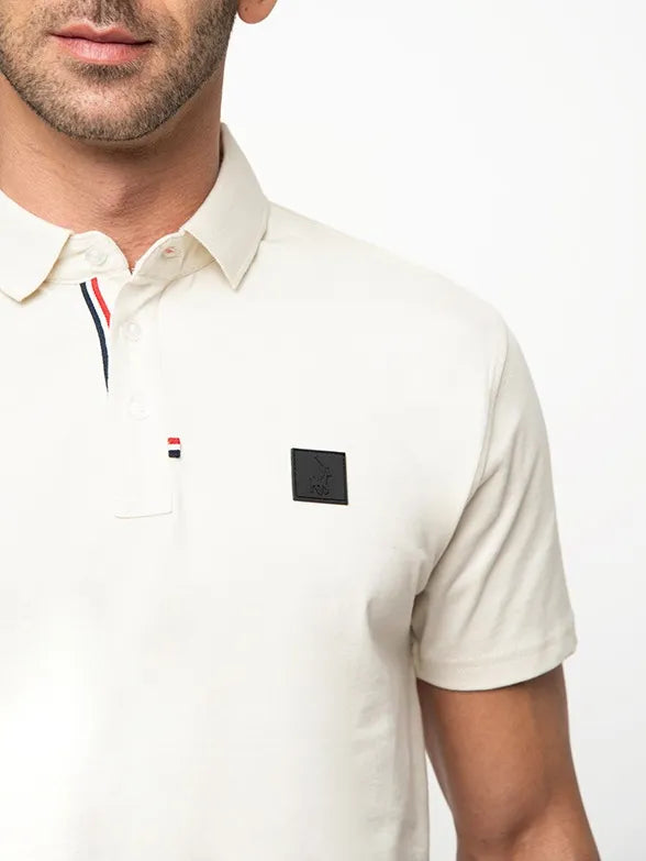 Polo Mens Active Badge Golfer In White