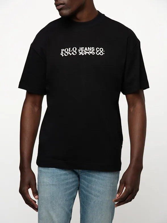 Polo Mens PJC Tiltedn Logo T-Shirt In Black