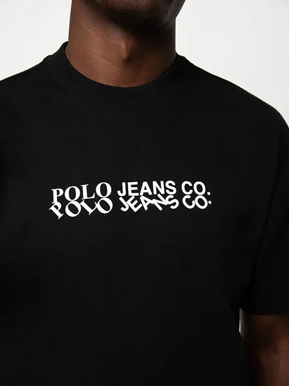 Polo Mens PJC Tiltedn Logo T-Shirt In Black