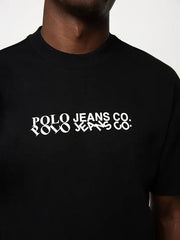 Polo Mens PJC Tiltedn Logo T-Shirt In Black