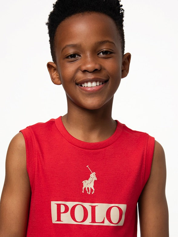 Polo Boys Connor Printed Vest In Red