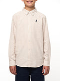 Polo Boys Heath Striped Long Sleeve Shirt In Taupe