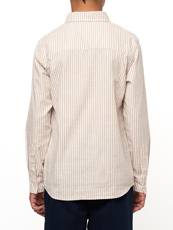 Polo Boys Heath Striped Long Sleeve Shirt In Taupe