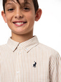 Polo Boys Heath Striped Long Sleeve Shirt In Taupe