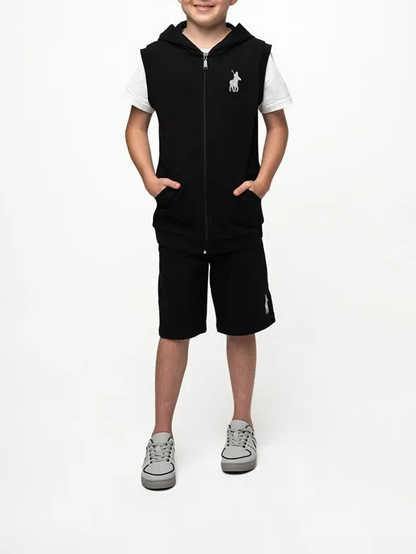 Polo Boys Grant Sleeveless Hoody In Black