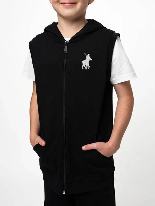 Polo Boys Grant Sleeveless Hoody In Black