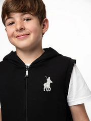 Polo Boys Grant Sleeveless Hoody In Black