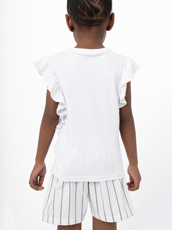 Polo Girls Jessica Frill Sleeve T-shirt In White