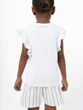 Polo Girls Jessica Frill Sleeve T-shirt In White
