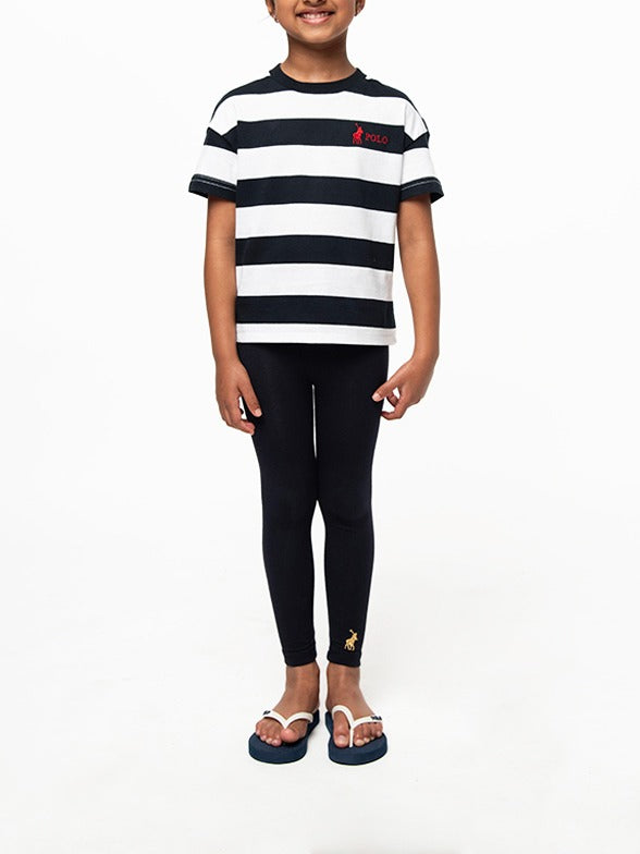 Polo Girls Jade Stripe T-Shirt In Navy
