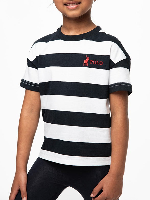Polo Girls Jade Striped T-Shirt In Navy