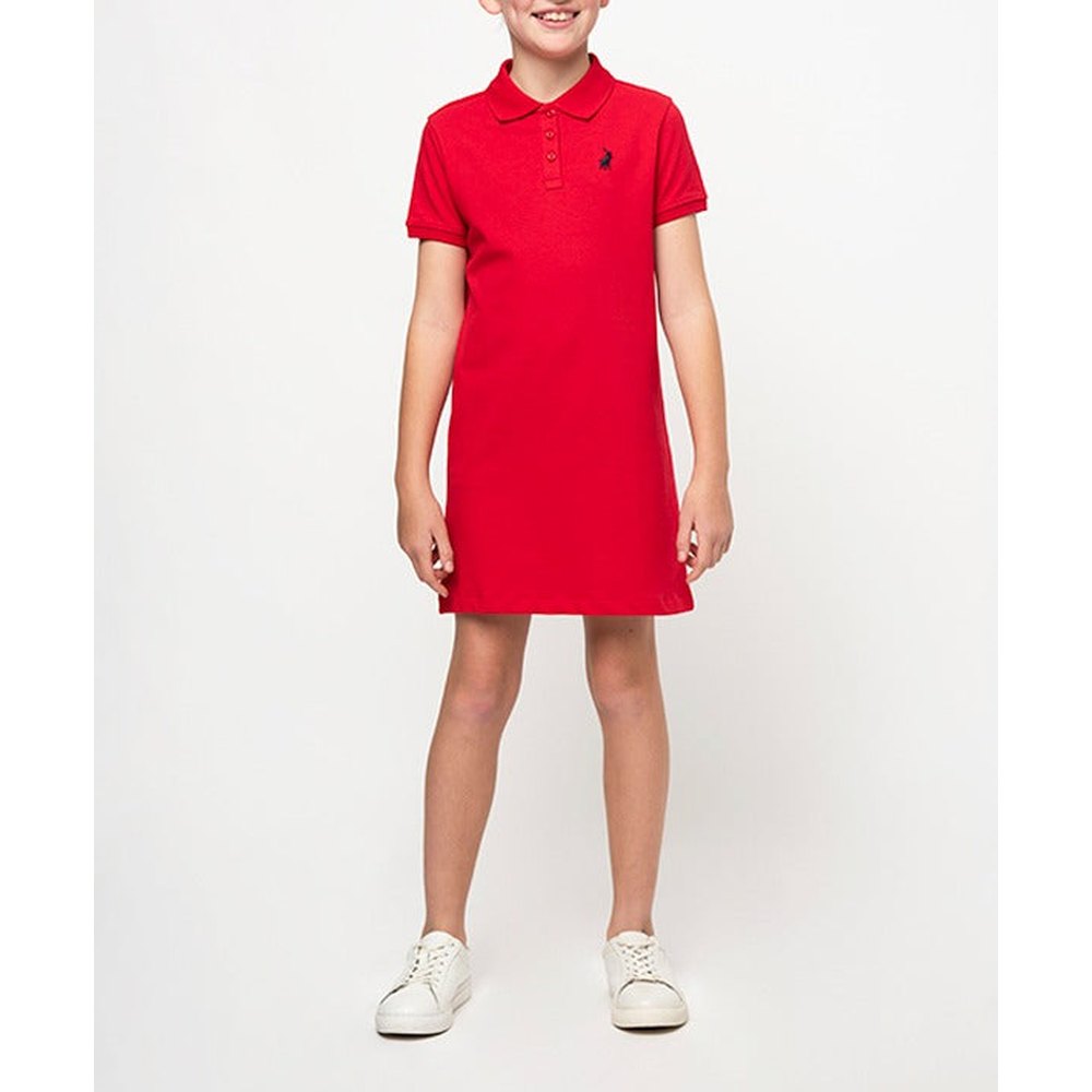 Polo Girls Short Sleeves Dakota Golfer Dress In Red
