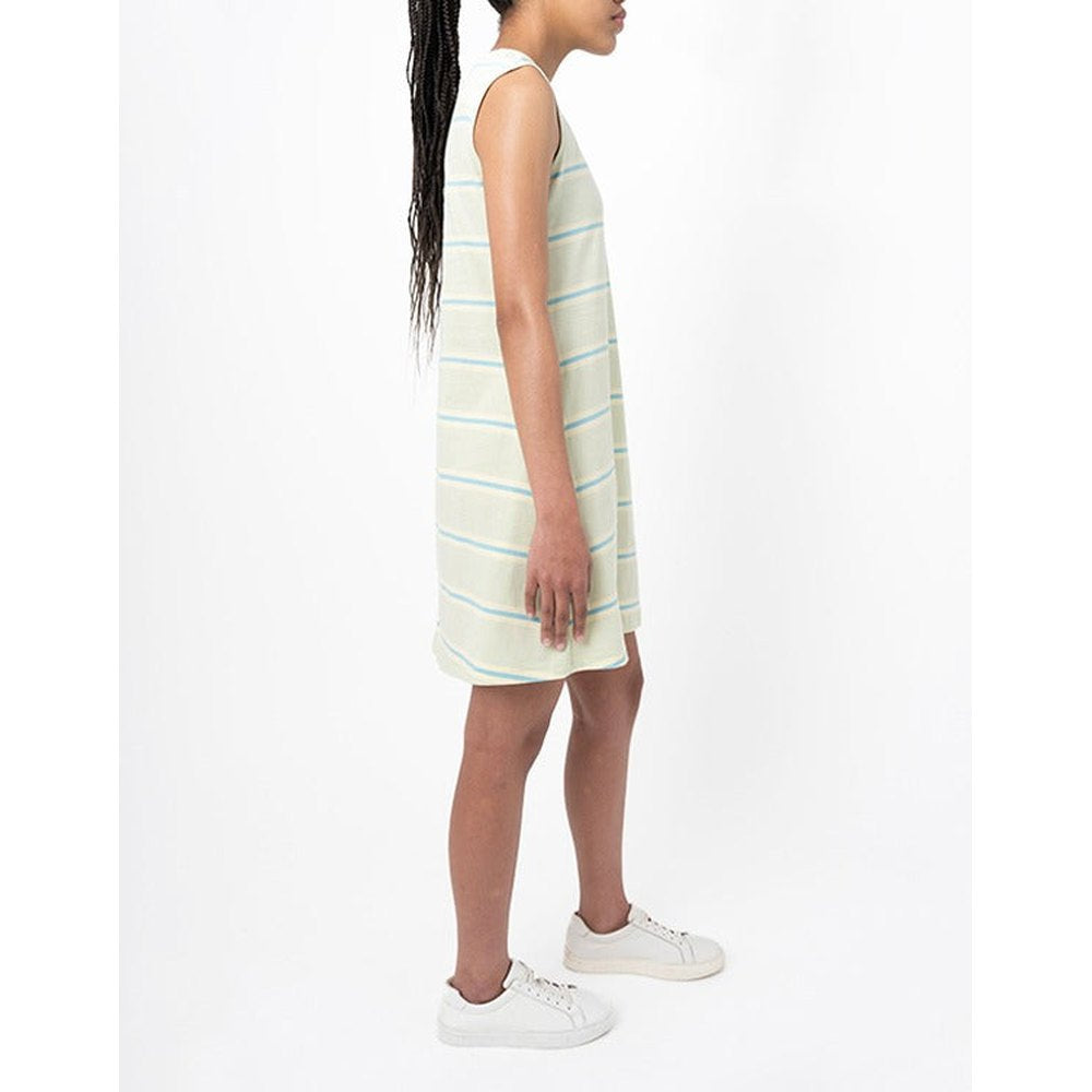 Polo Girls Sleeveless Cristina Striped Dress In Sea Green Multi