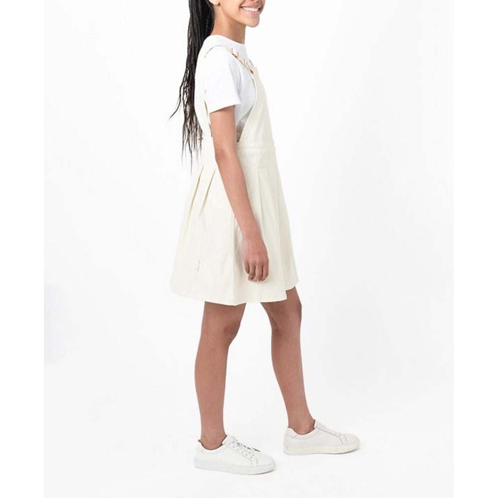 Polo Girls Sleeveless Ariana Pinafore Dress In Off White