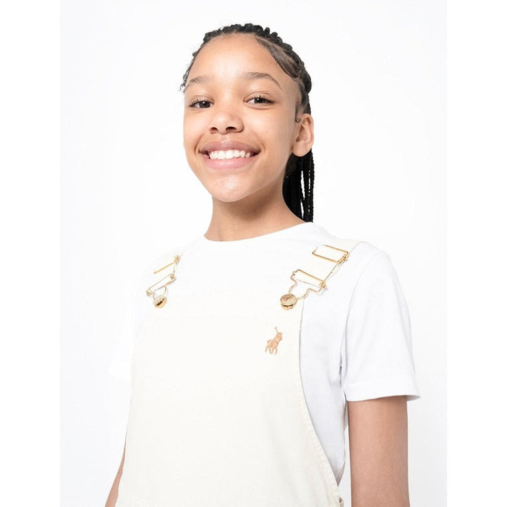 Polo Girls Sleeveless Ariana Pinafore Dress In Off White