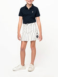Polo Girls Shani Striped Pleated Skirt In Off White