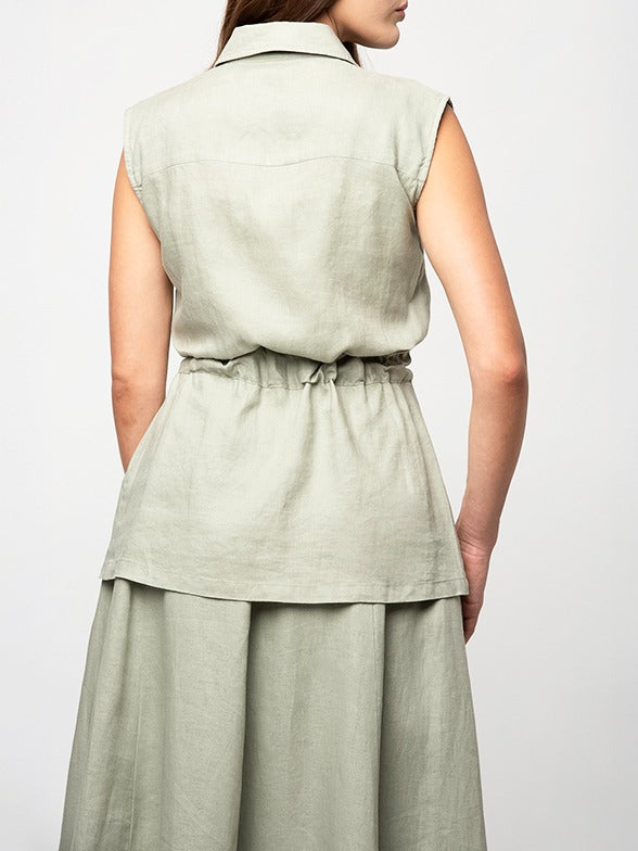 Polo Womens Lerato Sleeveless Linen Shacket In Willow