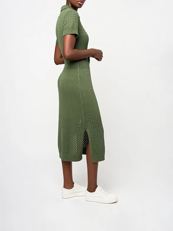 Polo Womens Sam Knitted Resort Dress In Olive