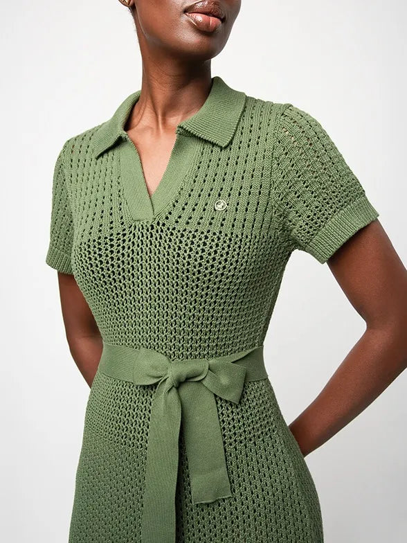 Polo Womens Sam Knitted Resort Dress In Olive