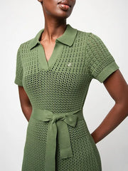 Polo Womens Sam Knitted Resort Dress In Olive