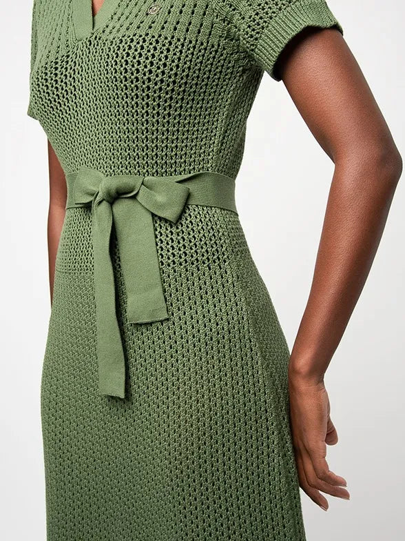 Polo Womens Sam Knitted Resort Dress In Olive