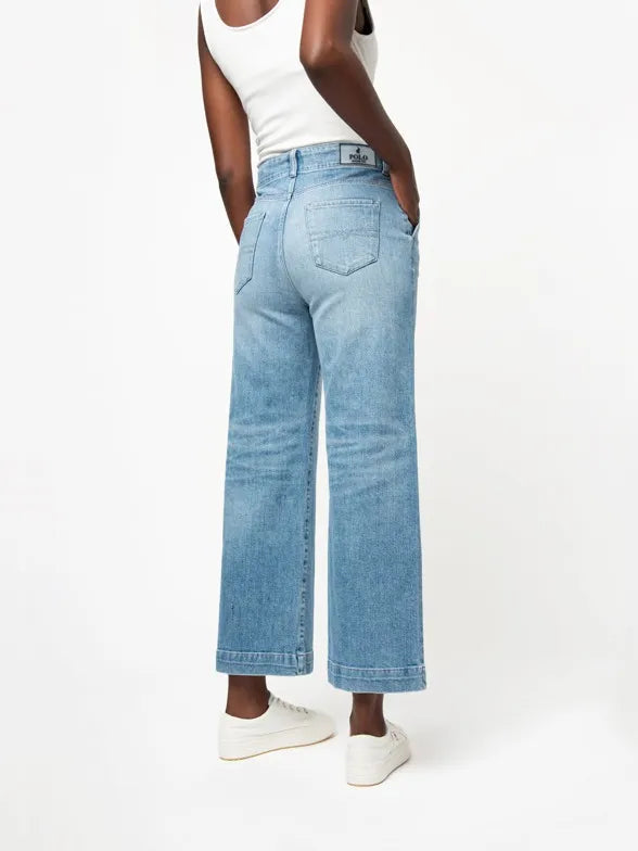 Polo Womens Zendaya Wide Keg Jeans In Light Wash