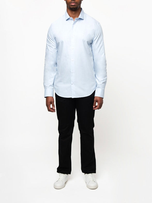 Polo Mens Long Sleeves Micro Check Shirt Blue