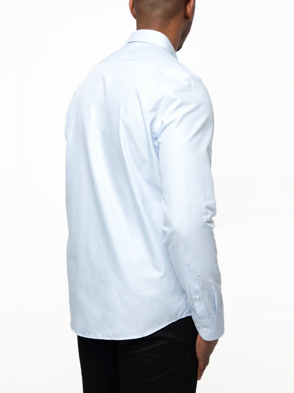 Polo Mens Long Sleeves Micro Check Shirt Blue