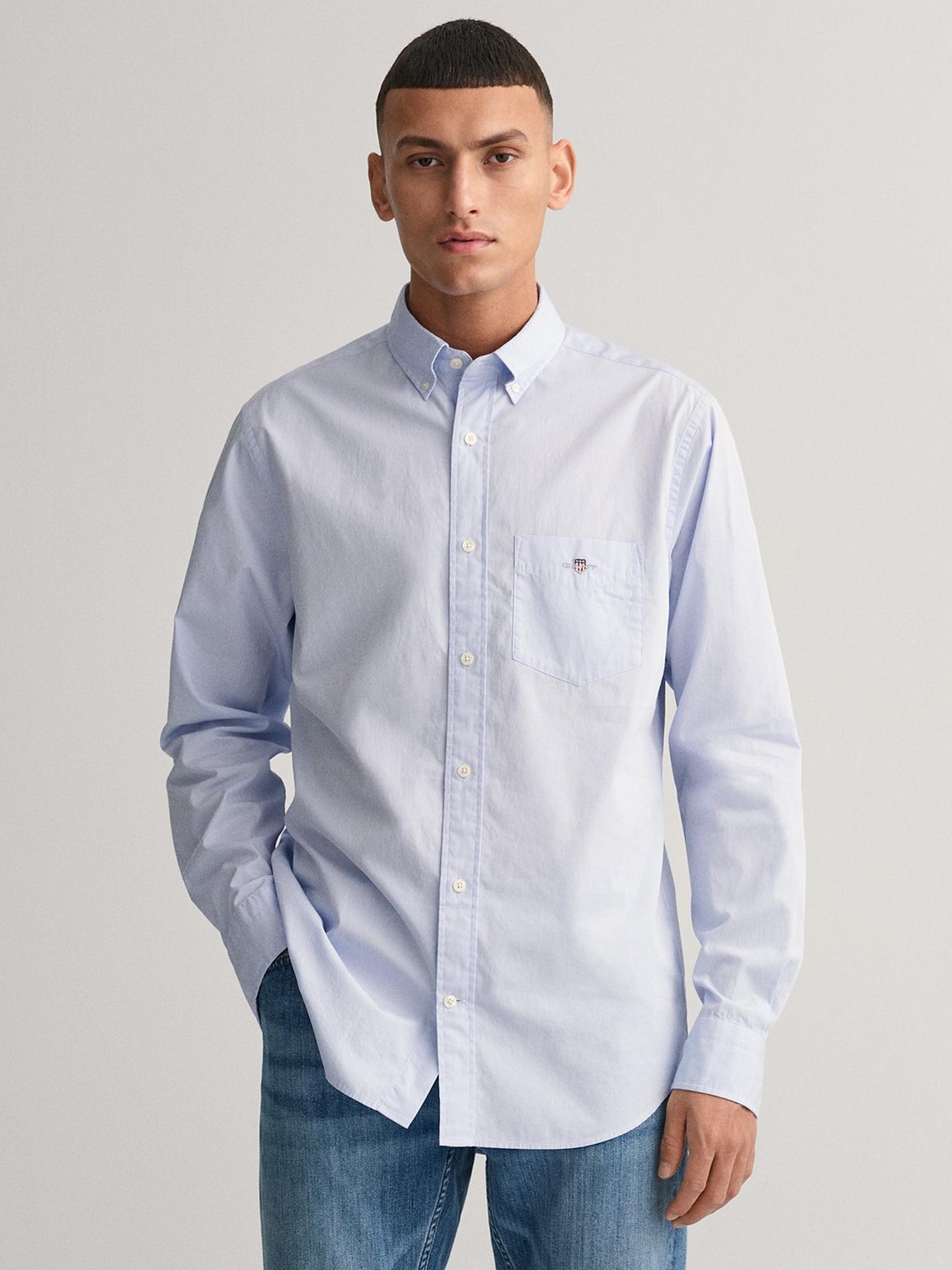Gant Mens Regular Poplin Shirt In Light Blue