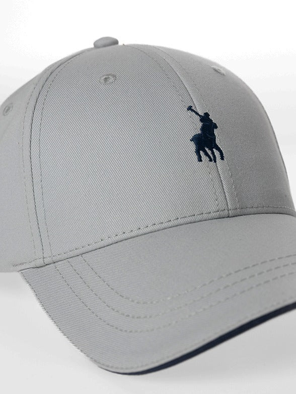 Polo Mens 6 Panel Structured Peak Cap Light Grey