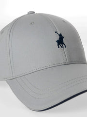 Polo Mens 6 Panel Structured Peak Cap Light Grey