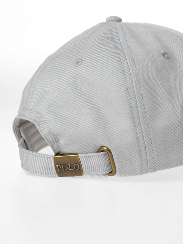 Polo Mens 6 Panel Structured Peak Cap Light Grey