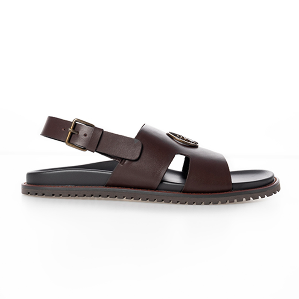 Polo Mens Moulded Leather Trim Sandals In Brown