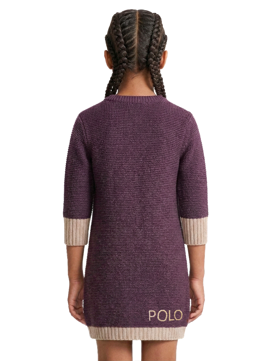 Polo Girls Addison Knitted Dress In Plum