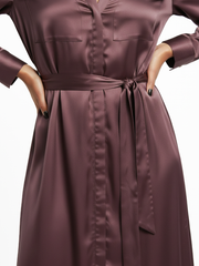 Polo Womens Lara Satin Long Sleeve Shirt Dress In Huckleberry