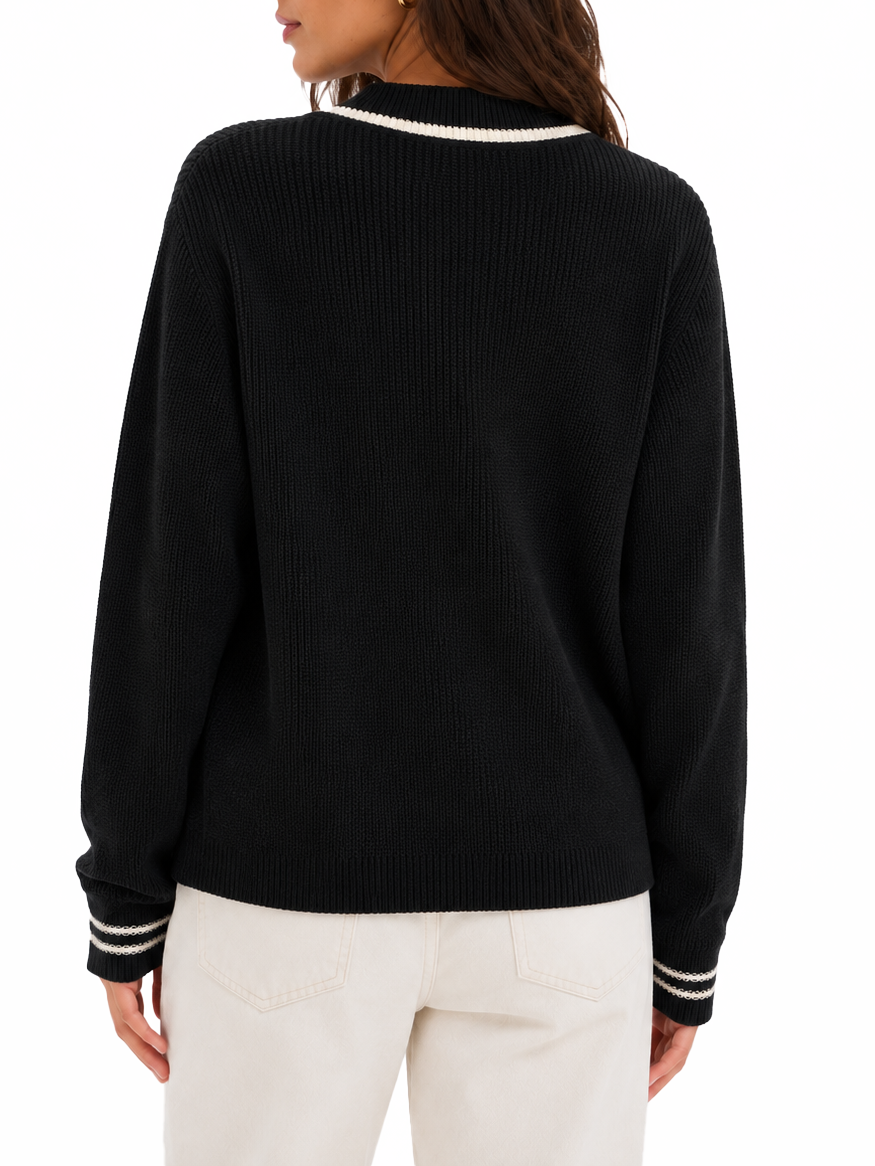 Polo Womens Kally Tipped Cardigan In Black