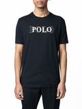 Polo Mens Stitch Printed Logo Short Sleeves Tee Black
