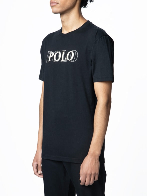 Polo Mens Stitch Printed Logo Short Sleeves Tee Black
