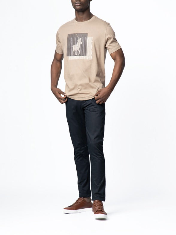Polo Mens Block Printed Short Sleeves Tee Taupe