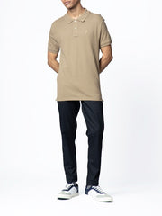 Polo Mens Essential Pique Golfer In Taupe