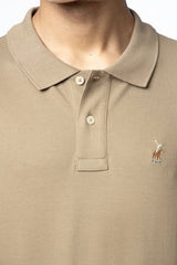 Polo Mens Essential Pique Golfer In Taupe