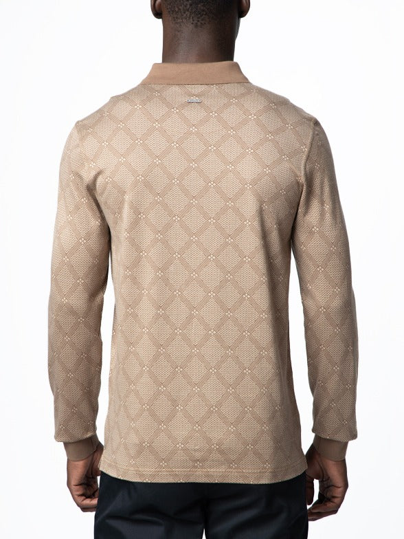 Polo Mens Argyle Mercerised Golfer In Brown