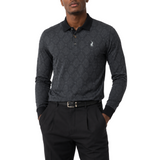 Polo Mens Argyle Jacquard Long Sleeves Mercerised Golfer In Black Multi