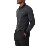 Polo Mens Argyle Jacquard Long Sleeves Mercerised Golfer In Black Multi