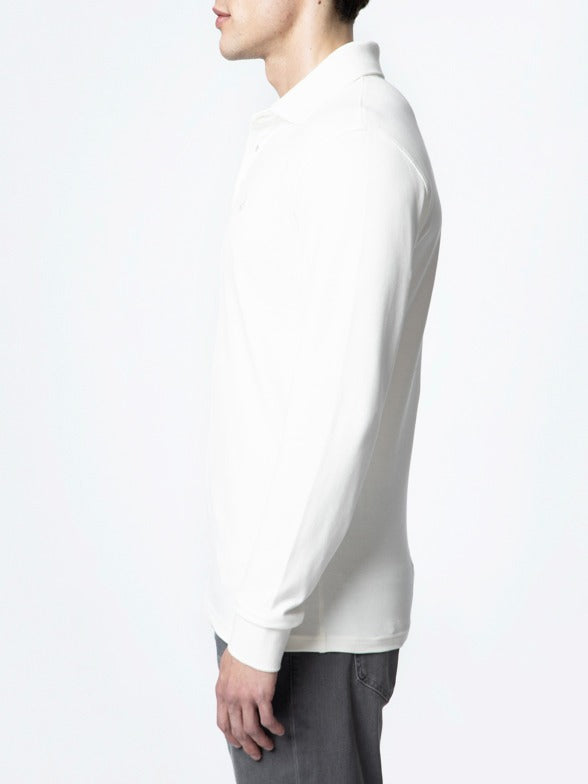 Polo Mens Essential Pique Long Sleeve Golfer In Whute